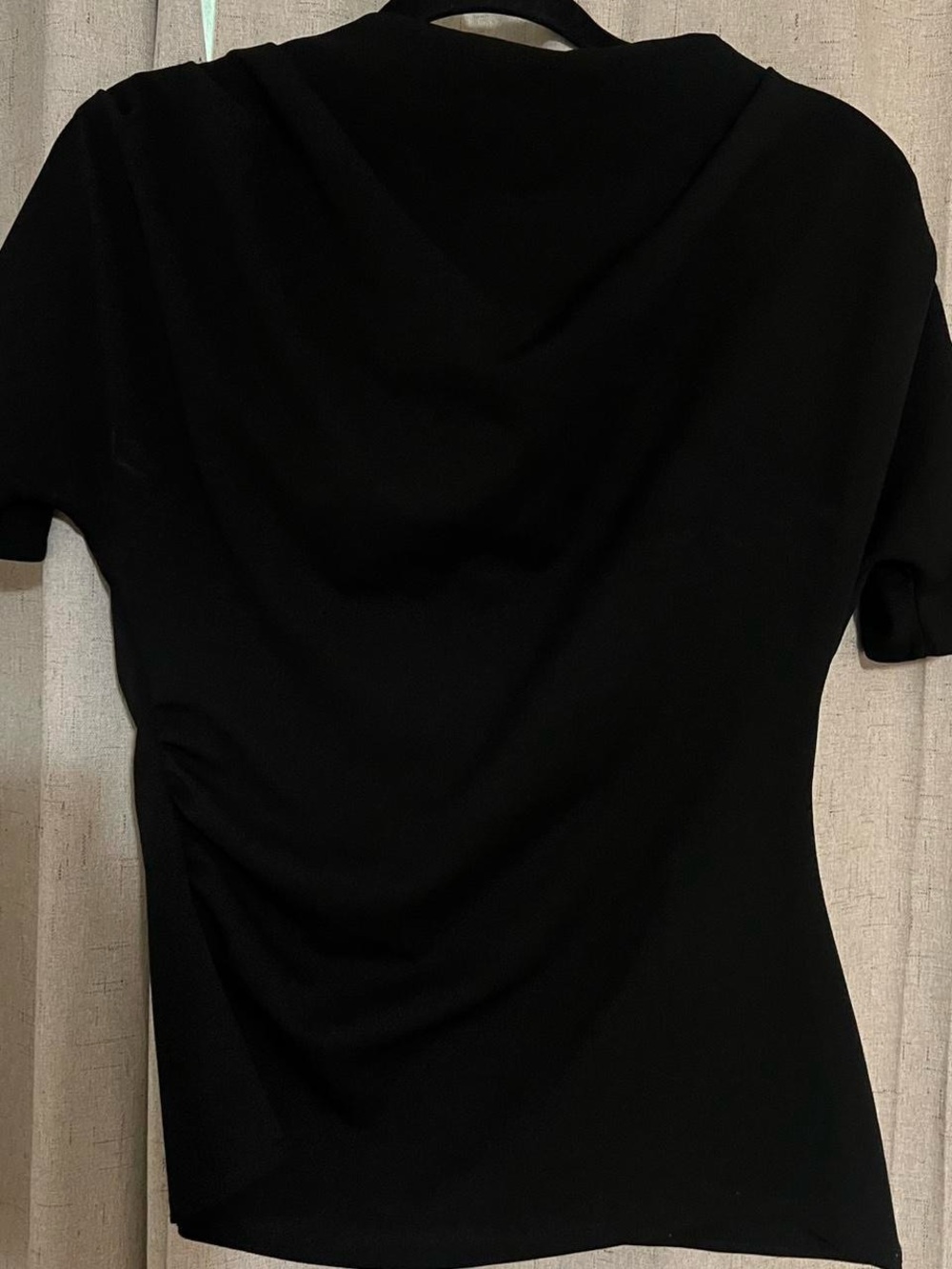 Boohoo Black Short Sleeve Draped Back Top